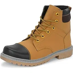 Leather Black Solid Tough Heavy Duty High Ankle Length Mens Casual Long Boots for Men (BAB985)