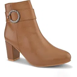 Leather Boots for Women | Side Chain Ankle Heel Boots for Woman