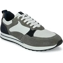 Leather Casual Sneakers for Men with Lace ups and TPR Sole (S2417852)