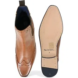 leather chelsea brogue boots for men