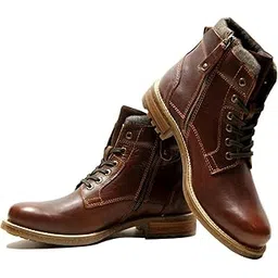 Leather Men Black Stylish High Top Laceup Boot