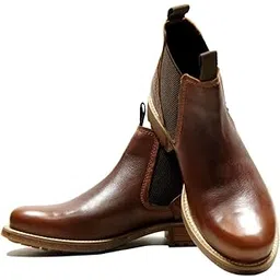 Leather Men Brown Sturdy Plain Chelsea Boot