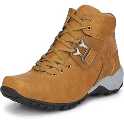 Leatherette Black Edition Lace-Up Heavy Duty High Ankle Length Boots For Men (BAB990-MC)