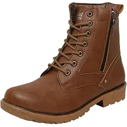 Leatherette Tan Brown Edition Zipper Heavy Duty High Ankle Length Long Boots Shoe Island For Men (HB9711-AZ)