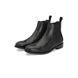 LEGWORK Men Round Toe Leather Chelsea Boots