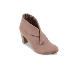 LEMON & PEPPER Women Beige Solid Heeled Boots