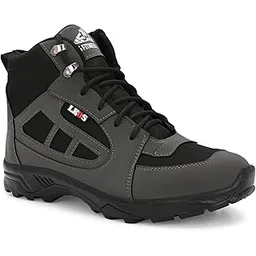Leo Fitness Waterproof Outdoor Trekking Boots | Black Hiking Boots with Cushioned Footbed, Anti-Slip Rubber Sole
