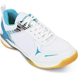 Liberty Freedom Pluto-1 Sports Lacing Non-Marking Badminton & Paddle/Pickle Ball Shoes for Men - Black & Sky Blue - Lightweight & Comfortable | Suitable for Table Tennis, Squash and All Indoor Court