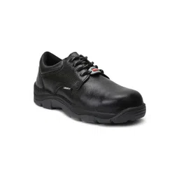 Liberty Men Black Solid Synthetic Derbys