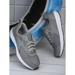 Liberty Men Grey Mesh Running Non-Marking Shoes