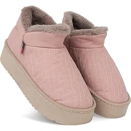 Lightweight And Comfortable Home Indoor/Outdoor Winter Fur Snow Boot/Shoes For Women | Slip on Thick Sole Winter Shoes For Women And Girl's