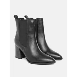 Lino Perros Women Pointed-Toe Chelsea Boots with Block Heels