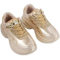 London Heli Gold Sneakers for Girls and Women | Trendy & Comfortable Shoes