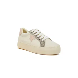 London Rag Women Leather Lace-Ups Glitter Sneakers