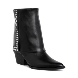 London Rag Women Pointed-Toe Harness Detail Biker Boots