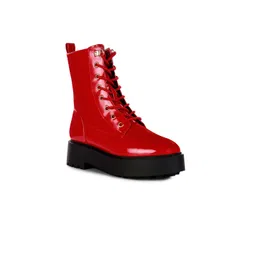 London Rag Women Red Solid Biker Boots