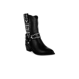 London Rag Women Stone Studded Harness Detail Round Toe Chelsea Boots