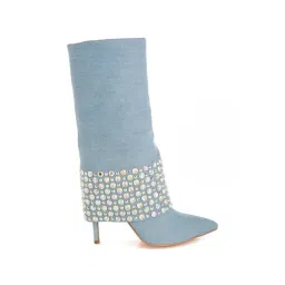 London Rag Women's Blue Stiletto Booties