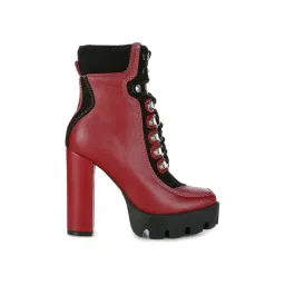 London Rag Women's Burgundy Derby Boots