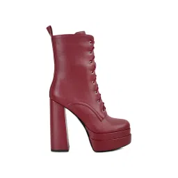 London Rag Women's Burgundy Derby Boots