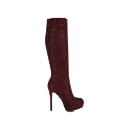 London Rag Women's Burgundy Stiletto Booties