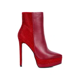 London Rag Women's Burgundy Stiletto Booties