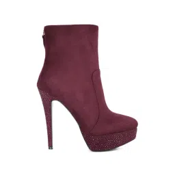 London Rag Women's Burgundy Stiletto Booties