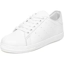 Long Walk Solid White Sneaker Shoes for Women