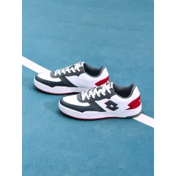 Lotto Men's Hoop Star Citta White, Castlerock & Red Sneakers