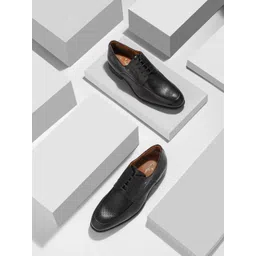 Louis Philippe Men Perforations Leather Slip-On Sneakers