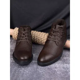 LOUIS STITCH Men Brunette Brown Egyptian Milled Leather Mid-Top Chukka Boots