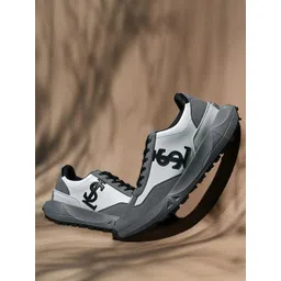 LOUIS STITCH Men Dark Grey Comfortable Lace-Up Sneaker