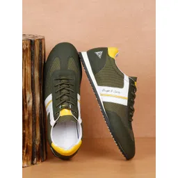 LOUIS STITCH Men Green Middle Piping Casual Sneakers