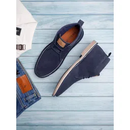 LOUIS STITCH Men Mid-Top Solid Suede Desert Boots