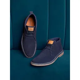 LOUIS STITCH Men Mid-Top Solid Suede Desert Boots