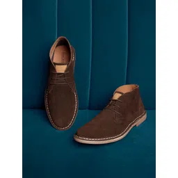 LOUIS STITCH Men Mid-Top Solid Suede Desert Boots