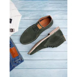 LOUIS STITCH Men Mid-Top Solid Suede Desert Boots
