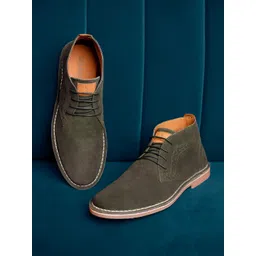 LOUIS STITCH Men Mid-Top Solid Suede Desert Boots