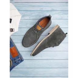 LOUIS STITCH Men Mid-Top Solid Suede Desert Boots