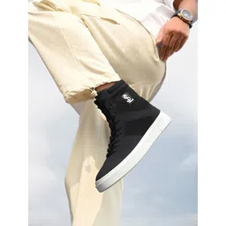 LOUIS STITCH Men Raven Black Casual Lightweight Comfortable Lace-Up Sneaker