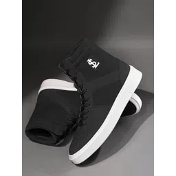 LOUIS STITCH Men Raven Black Casual Lightweight Comfortable Lace-Up Sneaker