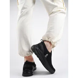 Louis Stitch Men's Athleisure Flyknit Egyptian Black Walking Shoes