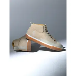 Louis Stitch Men's Beige Ankle High Sneakers