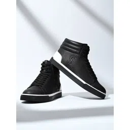 Louis Stitch Men's Egyptian Black Ankle High Sneakers