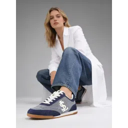 Louis Stitch Navy Blue Lightweight and Comfortable Casual Lace-Up Denim Sneakers