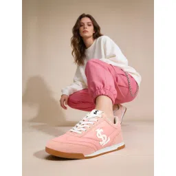 Louis Stitch Pink Lightweight and Comfortable Casual Lace-Up Sneakers