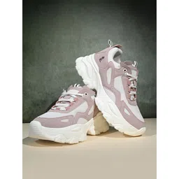 LOUIS STITCH Women Pink & White Lace-Up Sneakers