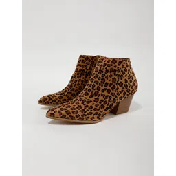 LULU & SKY Printed Mid Top Block-Heeled Regular Boots