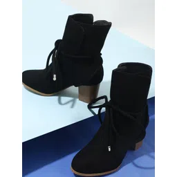 LULU & SKY Women Block-Heeled Suede Boots