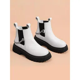 LULU & SKY Women Chain Detail Chelsea Boots